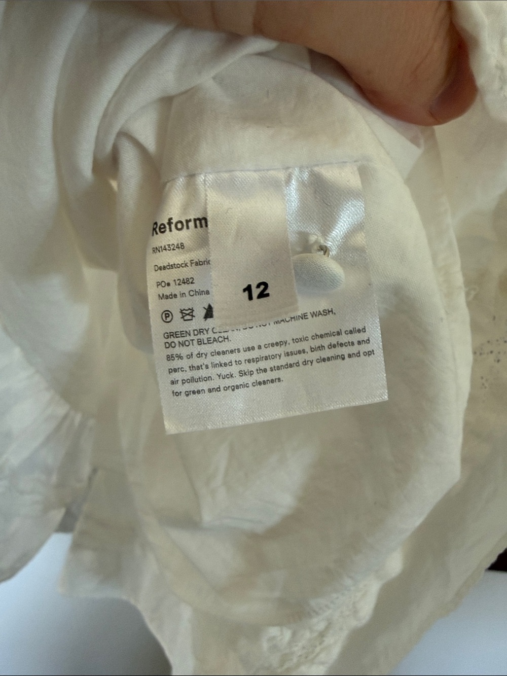 Reformation Dinah White Ruffle High-Neck dress women’s 12 * - Picture 9 of 11